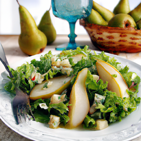 Salada verde com pera