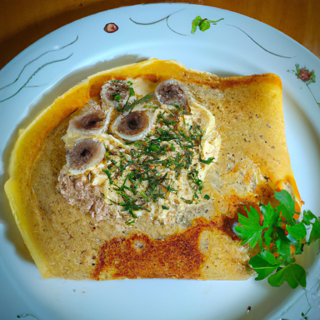 Panqueca sem gluten recheada com queijo e presunto