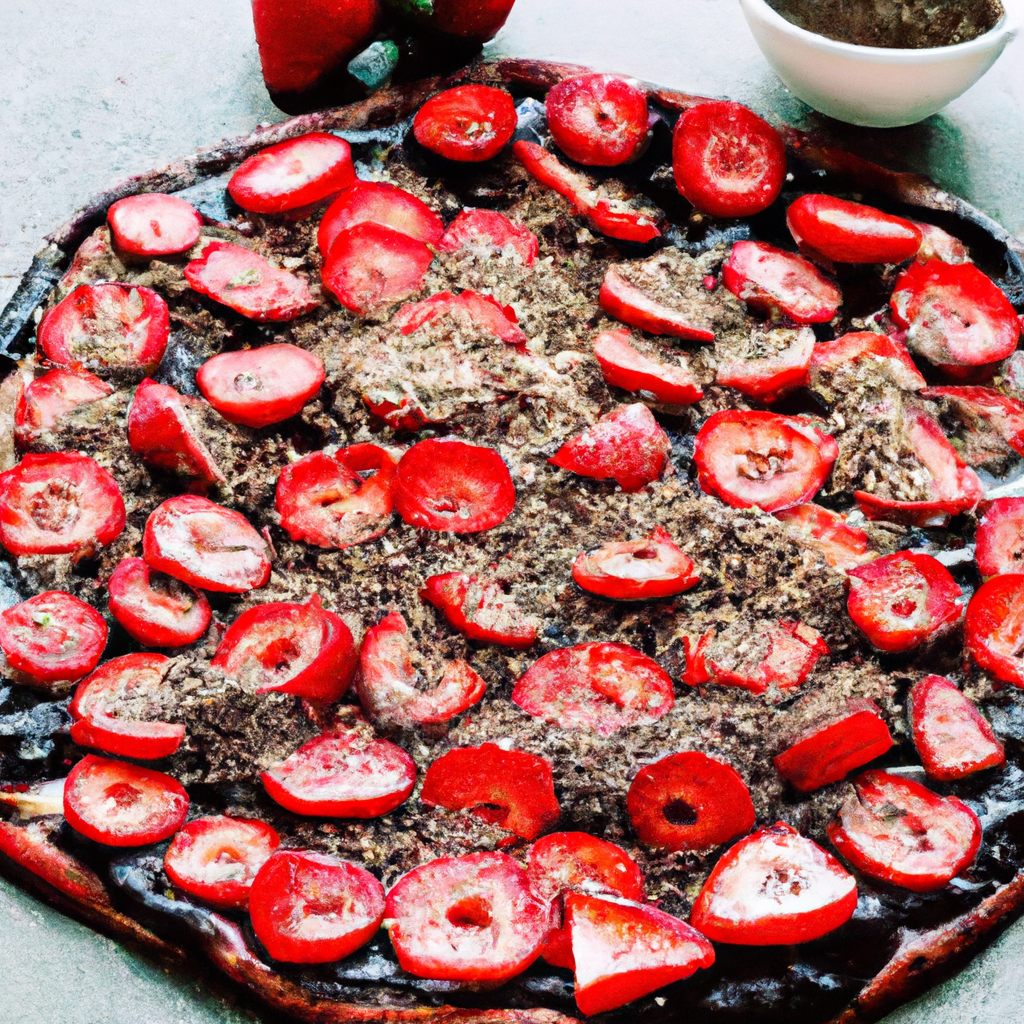 Pizza de chocolate com morango