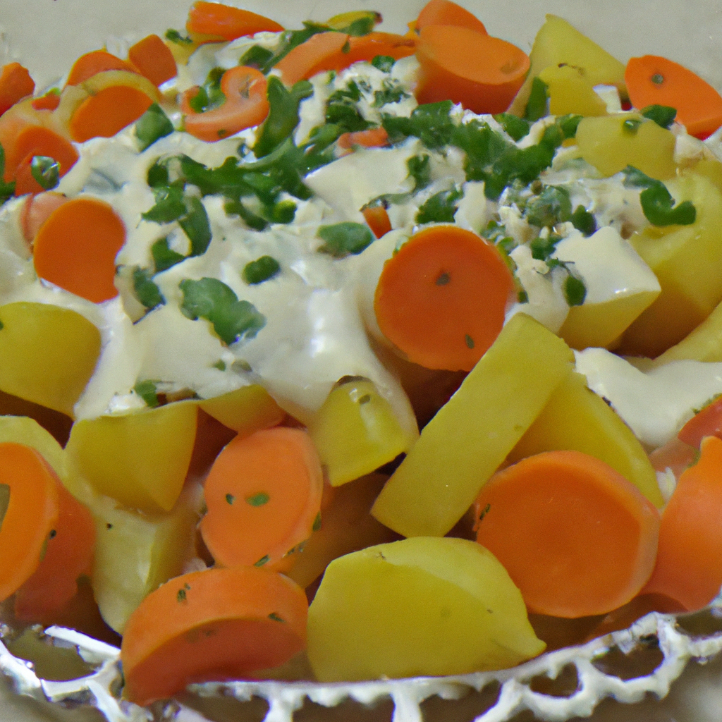 salada de legumes com molho de iogurte