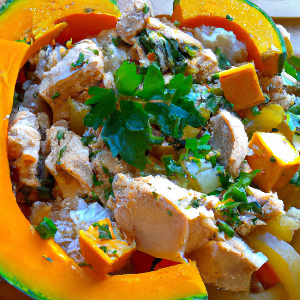 Escondidinho de frango com abóbora e aveia