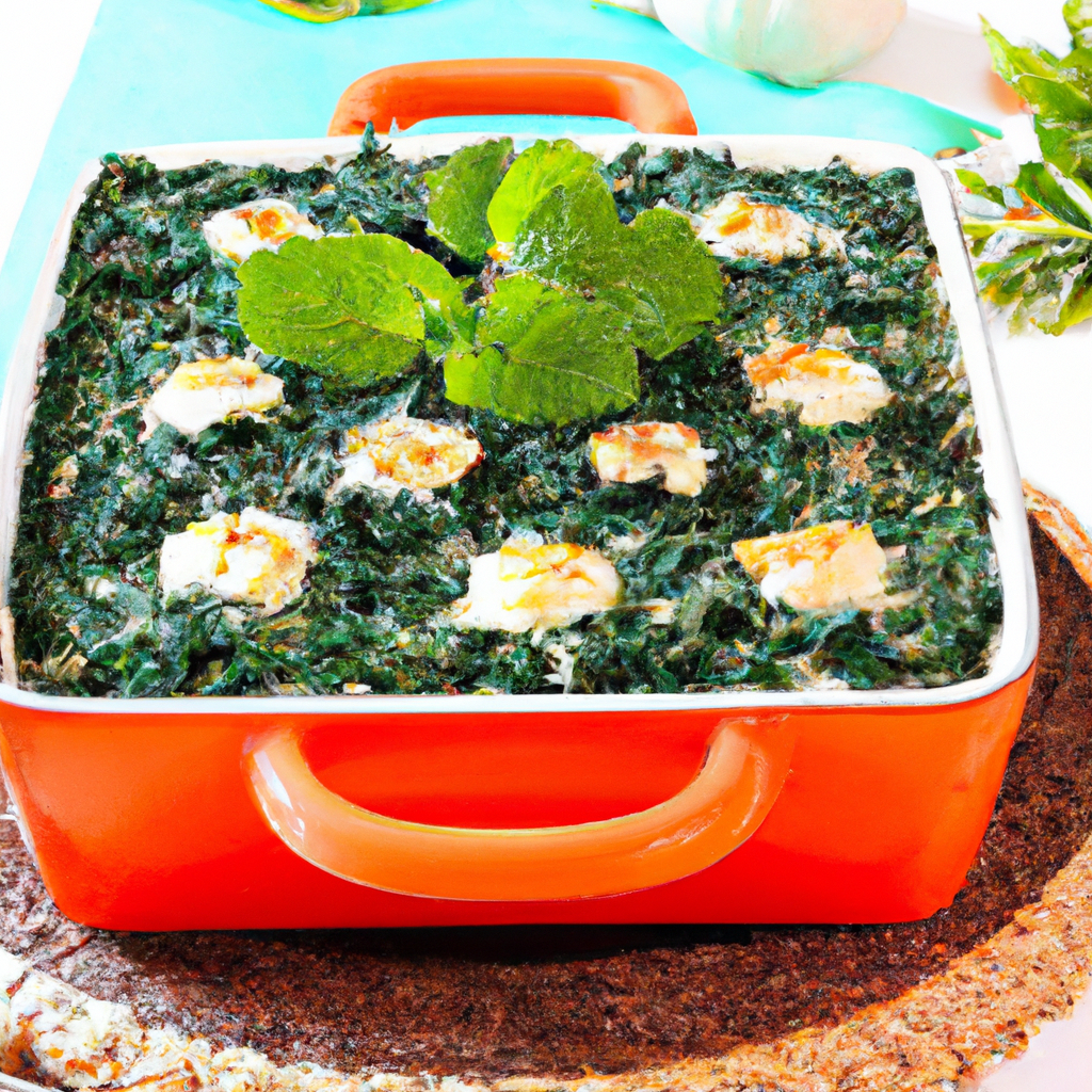 Arroz de forno cremoso com espinafre