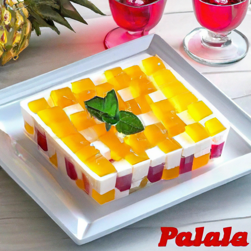 Mosaico de gelatina com creme de leite