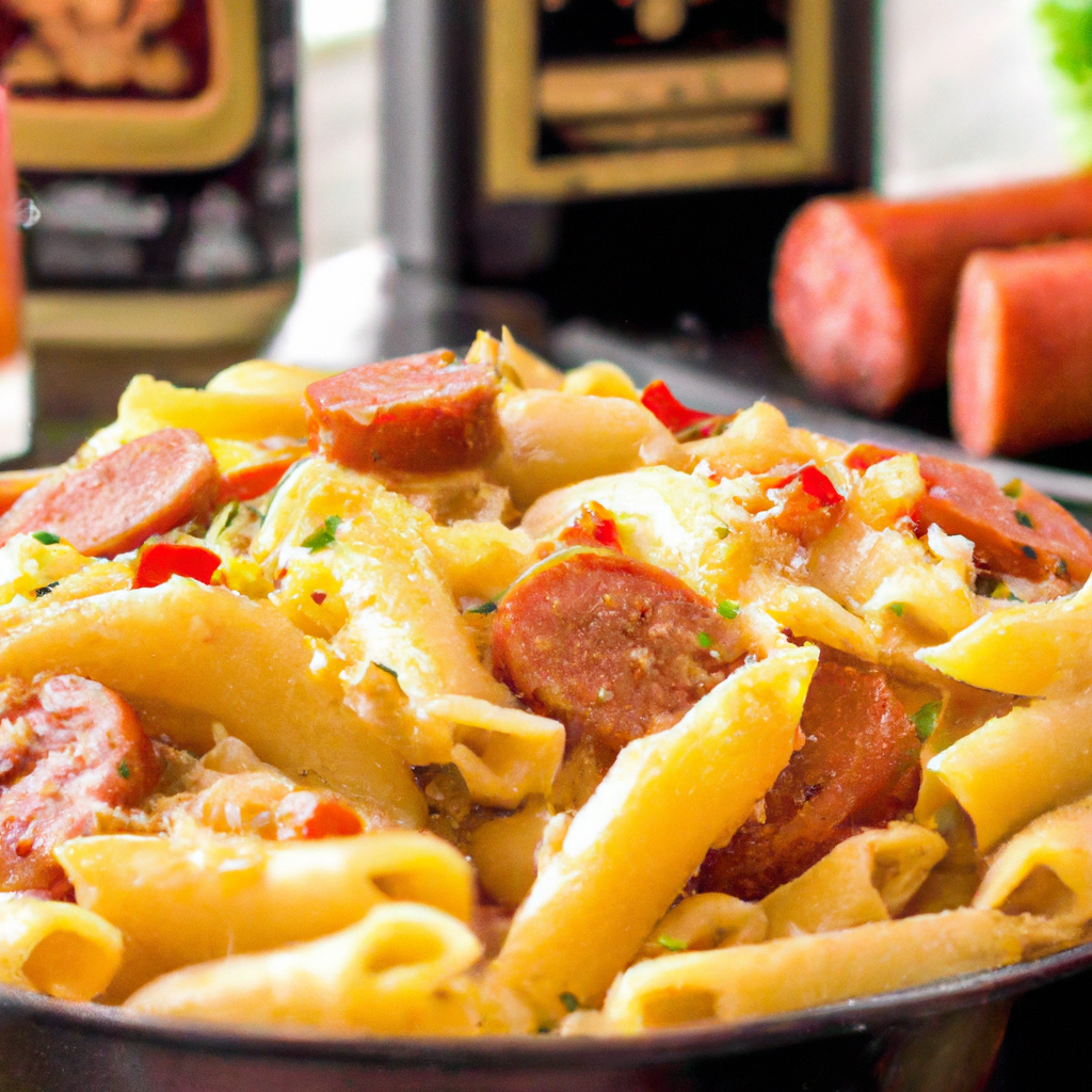 macarão com linguiça