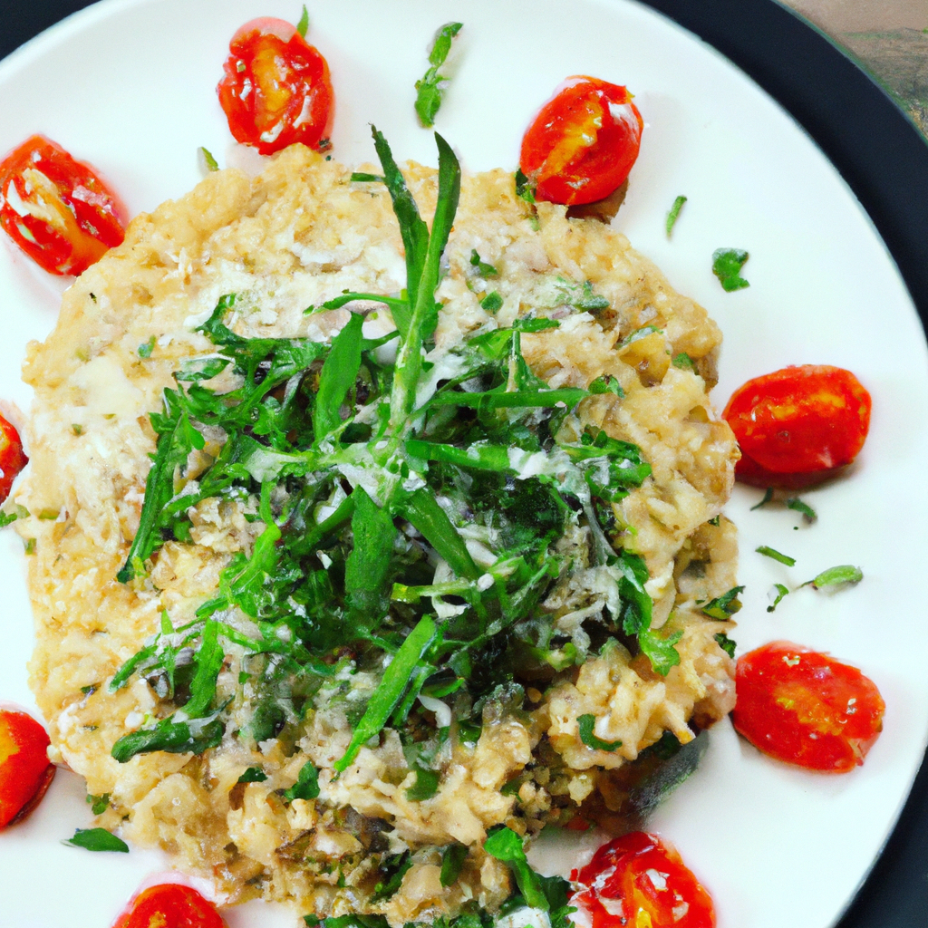 Risoto de Rucula, tomate seco e queijo ralado
