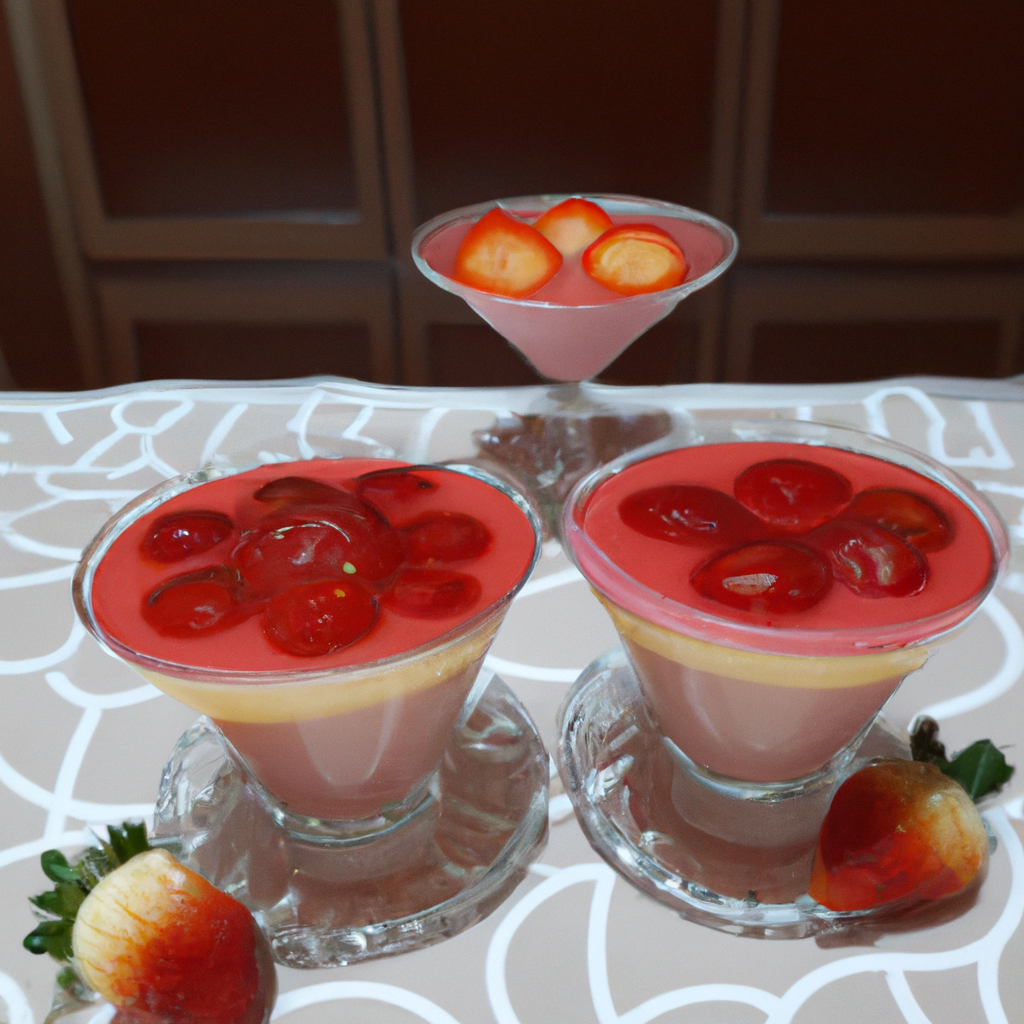 gelatina com iogurte de morango