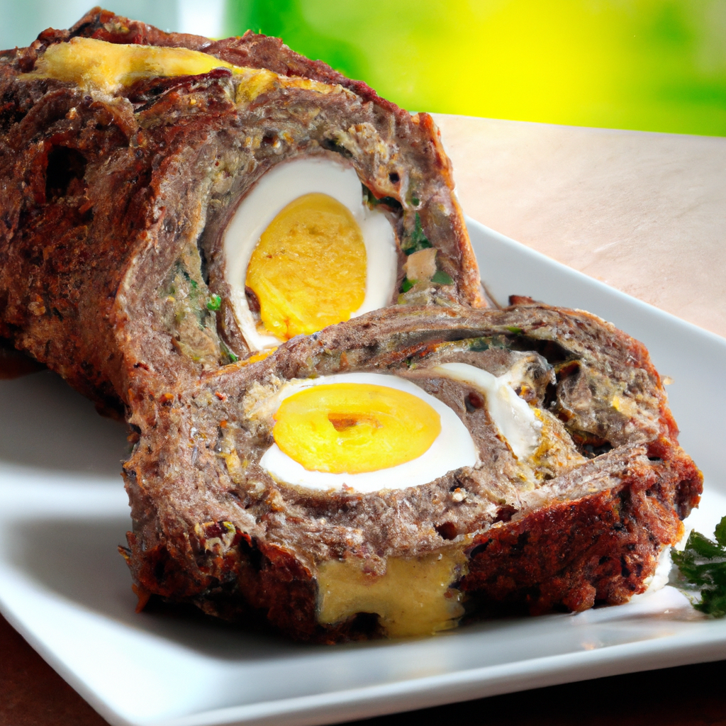 rocambole de carne moida com ricota e peito de peru