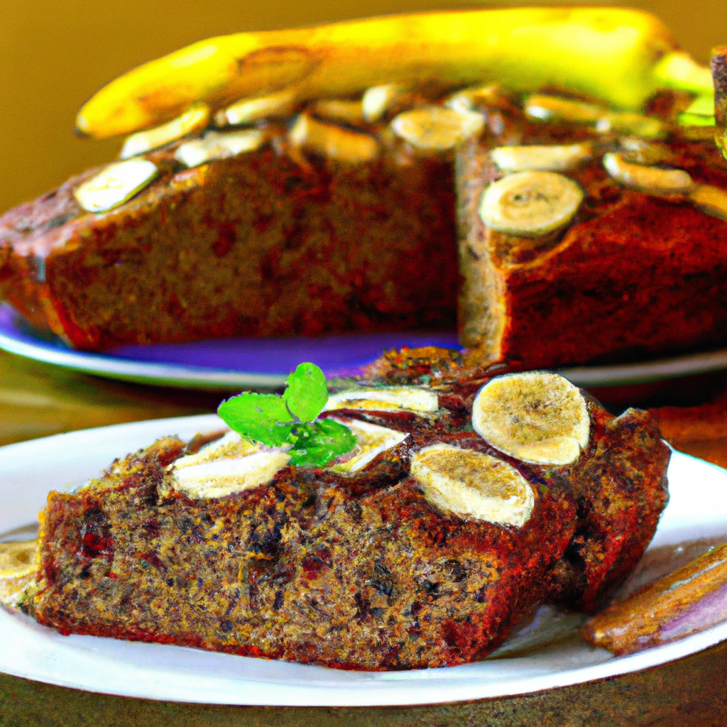 Bolo de Banana, aveia e uva passas
