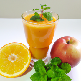 suco de laranja com maçã e hortelã