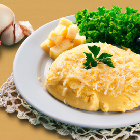 Omelete queijo milha e peito de peru