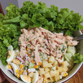 Salada de frango e macarrão