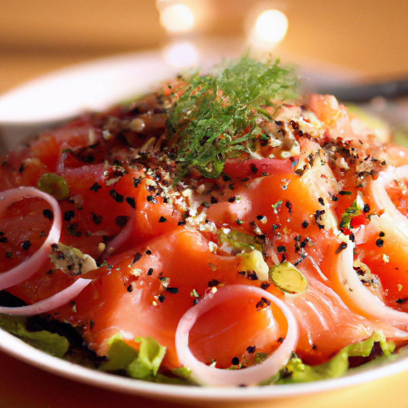 Salada de salmão com grão de bico
