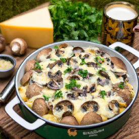 Batata suiça com shitake, requeijão e gorgonzola