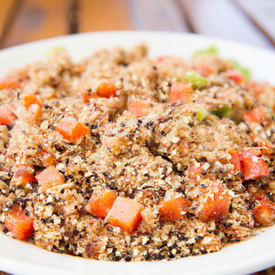 proteina de soja refogada com quinoa