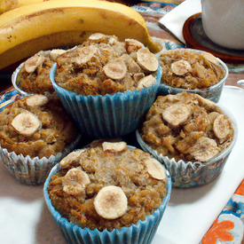 muffins de banana e fibra de trigo