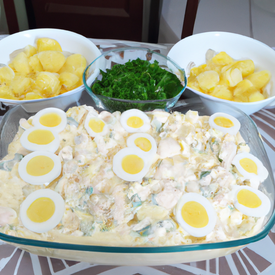 salada de maionese de bata e ovo