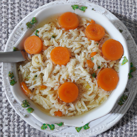 sopa de arroz e cenoura