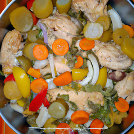frango assado com verduras e legumaes      aves