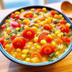 Sopa de legumes com arroz integral
