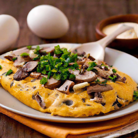 omelete com cogumelos