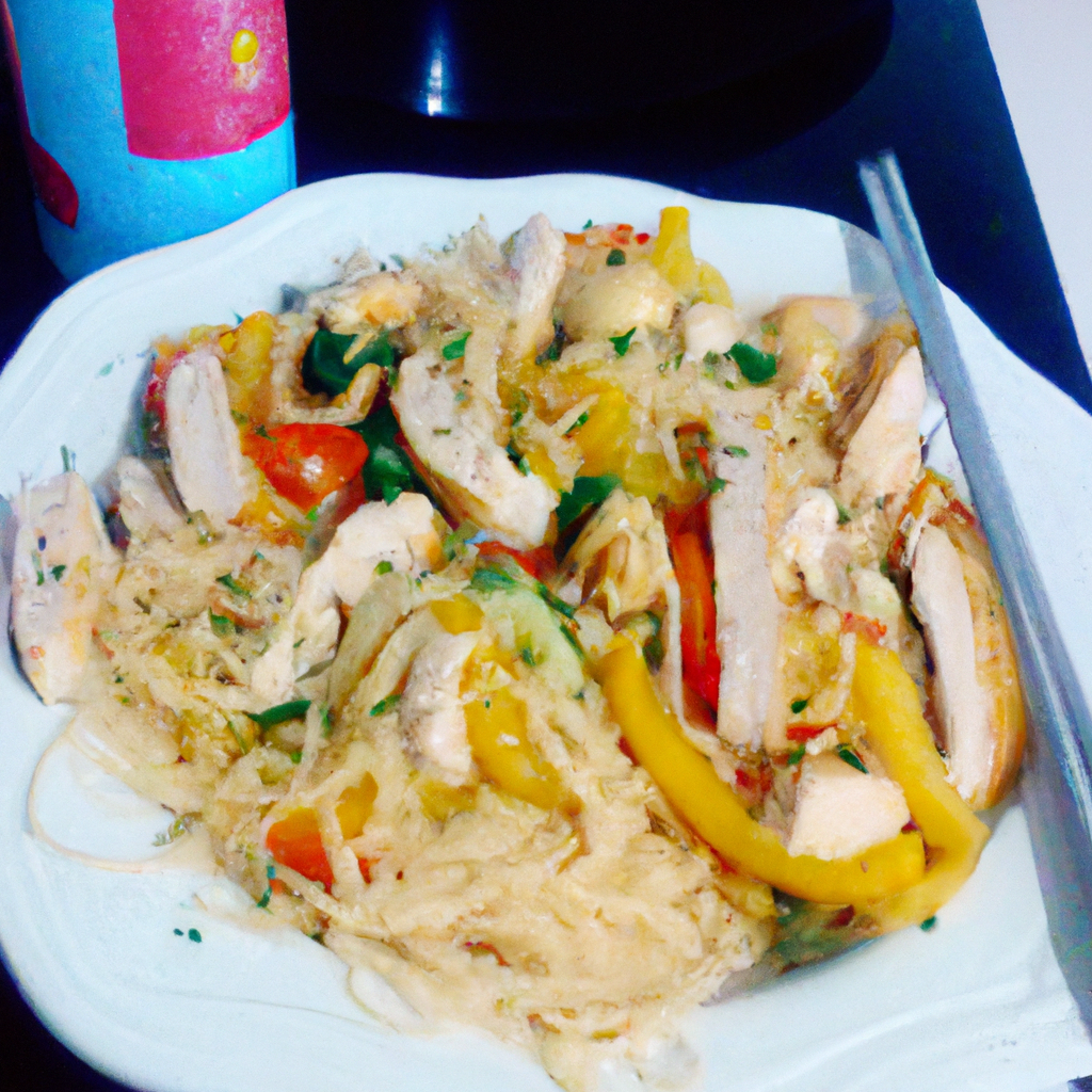 foto da receita Espaguete com frango e legumes