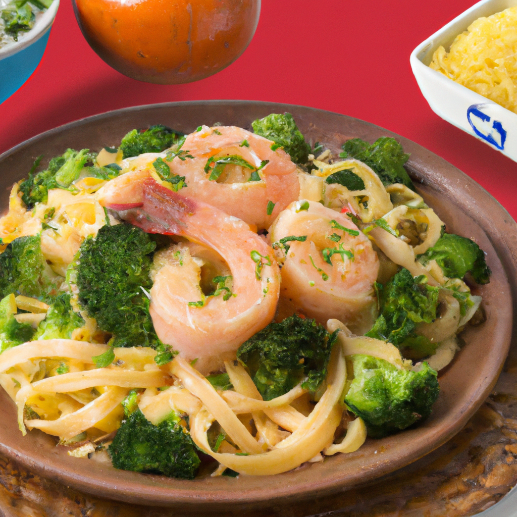 foto da receita Linguini com camarão e brócolis