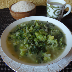 Sopa de couve, repolho e espinafre