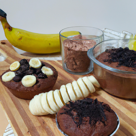 Mufin de chocolate com banana
