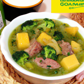 Sopa verde com carne moida