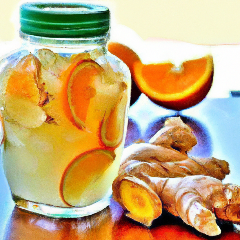Água aromatizada com gengibre e laranja