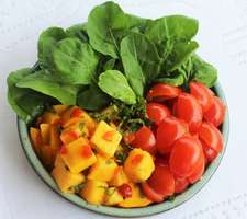 foto da receita Salada bronzeadora rúcula,   tomate e manga 