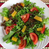 foto da receita Salada de alface,   rúcula,   manga e tomate