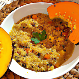 Kitchari de quinoa com lentilha e abóbora