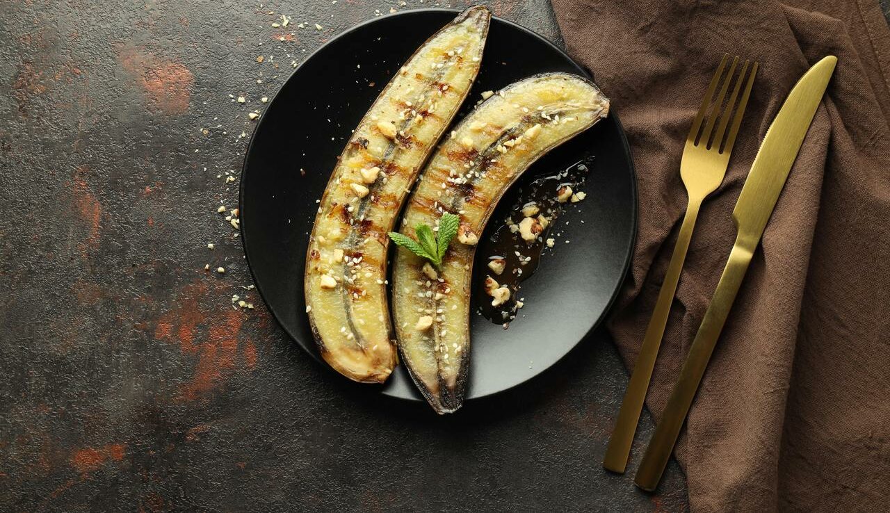 Banana split saudável na air fryer