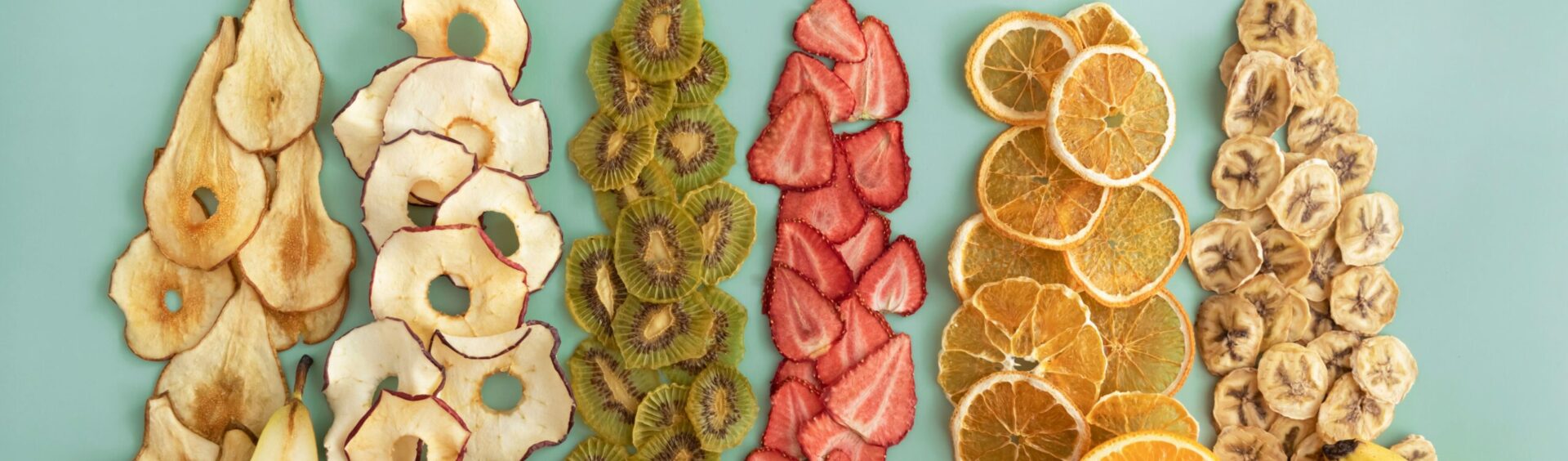 frutas desidratadas, cristalizadas e chips