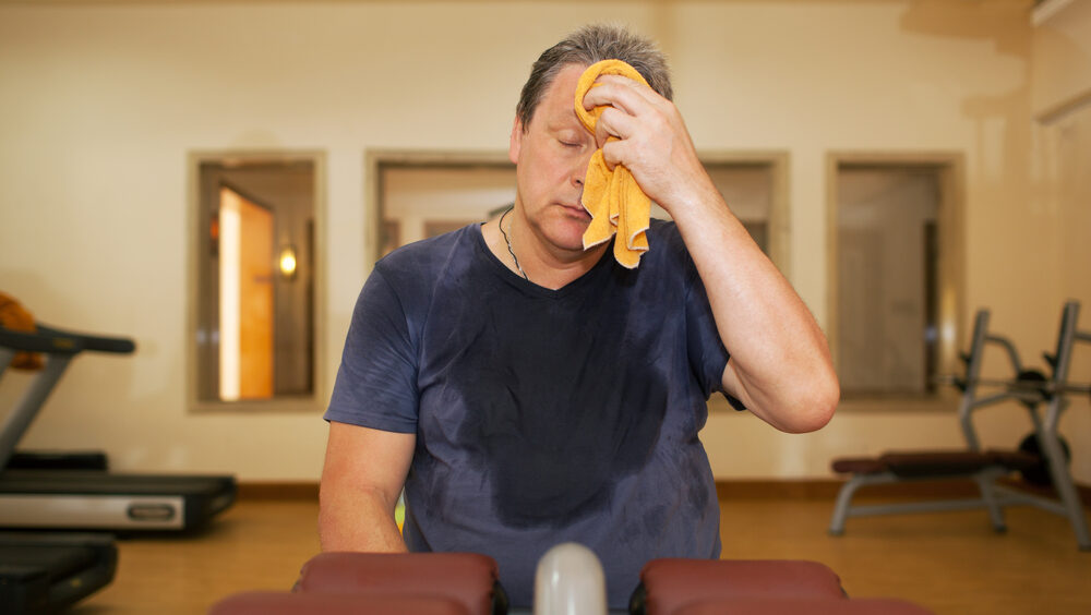 suar muito no treino