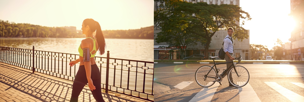 pedalar ou caminhar